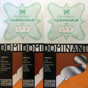 E線ゴールドブロカット2本+ドミナント5弦セット D線シルバー巻：