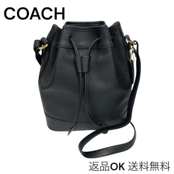 【返品OK】美品 COACH オールドコーチ レザー 巾着 ショルダーバック 501-31 ブラック...