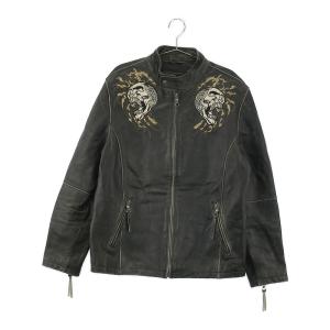 DIESEL ディーゼル L-KORN レザージャケット グレー系 S メンズ