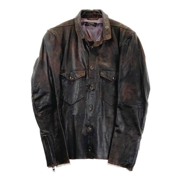 DIESEL ディーゼル  BLACK GOLD レザーシャツ  ブラウン系 S メンズ