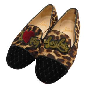CHRISTIAN LOUBOUTIN クリスチャン ルブタン MY LOVE FLAT VELVET オペラシューズ ハラコ Drawer別注 レオパード柄 ブラウン系 36 1/2 レディース