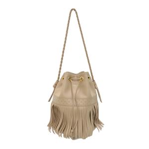 【美品】  J&amp;M DAVIDSON / ジェイアンドエムデヴィッドソン | CARNIVAL L カーニバル L レザー 巾着型 フリンジ トート ショルダー バッグ | ベージュ | レディース J&M Davidson（J＆Mデヴィッドソン） J&M DAVIDSON / ジェイアンドエム