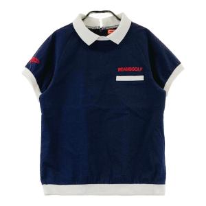 BEAMS GOLF ビームスゴルフ  襟付 半袖Tシャツ シアサッカー  ネイビー系 M ゴルフウェア レディース