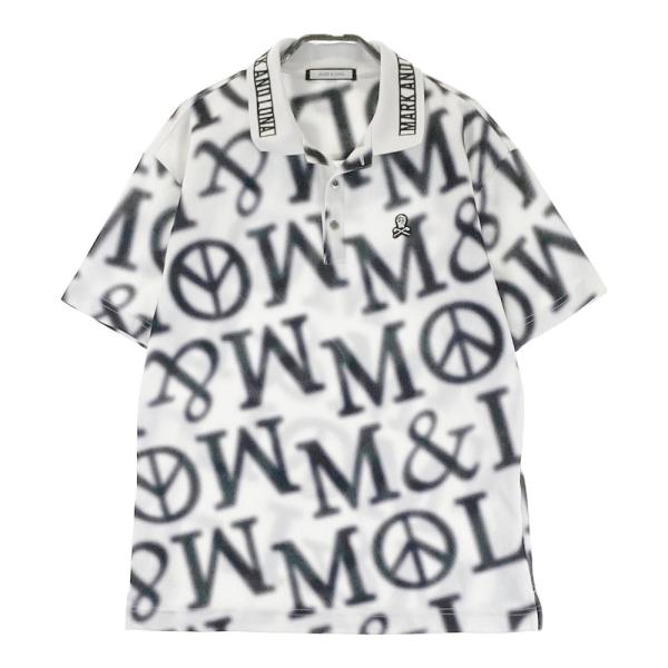 MARK&amp;LONA マークアンドロナ  半袖ポロシャツ 総柄 ホワイト系 46 ゴルフウェア メンズ