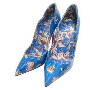 【美品】CHRISTIAN LOUBOUTIN クリスチャン ルブタン パンプス HOT CHICK 総柄 ブルー系 36 レディース