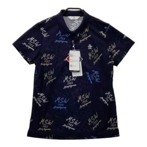 【新品】MUNSING WEAR マンシングウェア  半袖ポロシャツ 総柄 ネイビー系 LL ゴルフウェア レディース