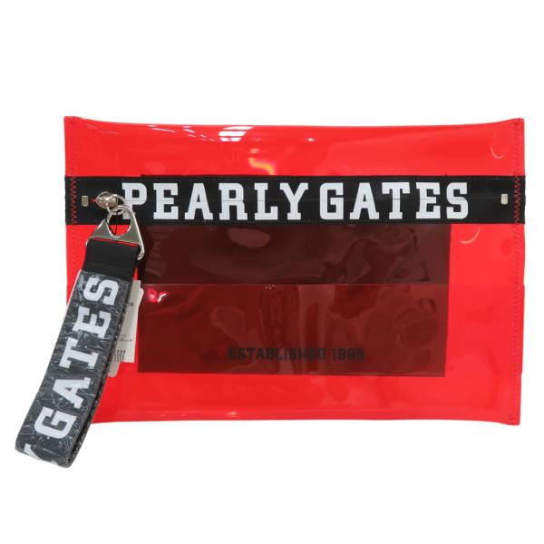 【新品】PEARLY GATES パーリーゲイツ  クラッチバッグ PVC素材  レッド系  ゴルフ...