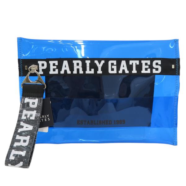 【新品】PEARLY GATES パーリーゲイツ  クラッチバッグ PVC素材  ブルー系  ゴルフ...