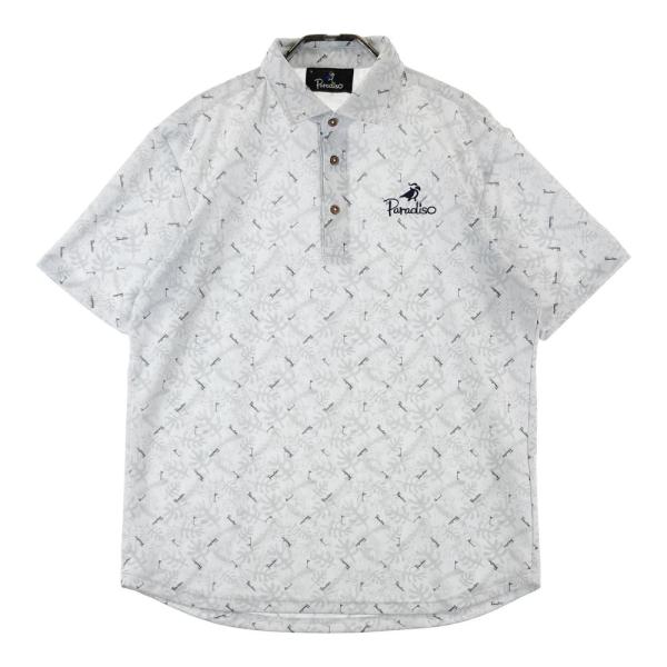 PARADISO パラディーゾ  半袖ポロシャツ 総柄 ホワイト系 L ゴルフウェア メンズ