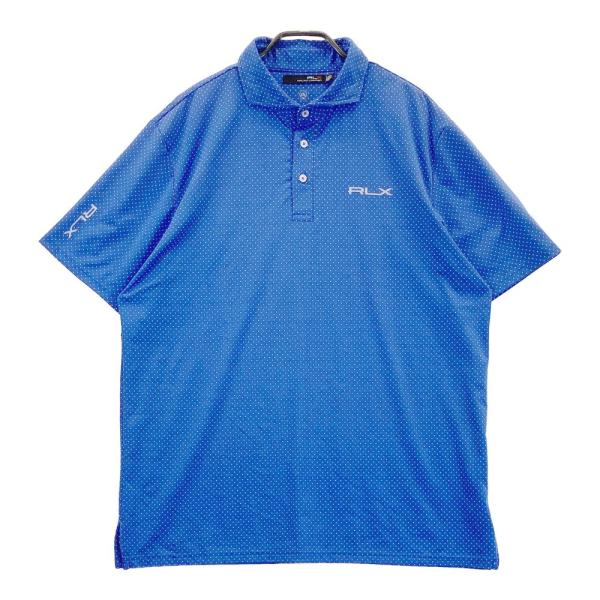 RLX ラルフローレン  半袖ポロシャツ ボタンダウン ドット柄 ブルー系 L ゴルフウェア メンズ