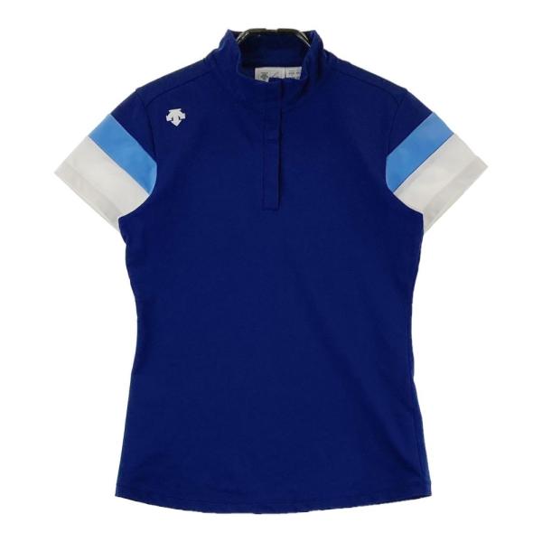 DESCENTE GOLF デサントゴルフ  ボタン付き 半袖Tシャツ  ブルー系 M ゴルフウェア...