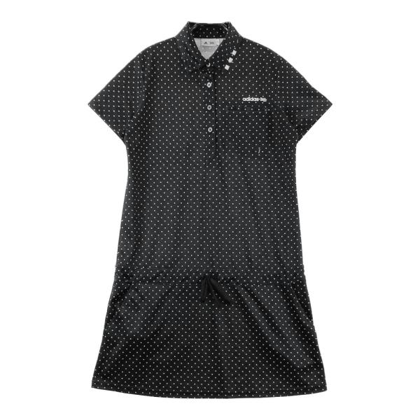 ADIDAS GOLF 半袖ワンピース ドット柄 ブラック系 L ゴルフウェア レディース アディダ...