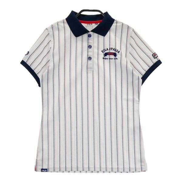 FILA GOLF 半袖ポロシャツ 星 ストライプ柄 ホワイト系 M レディース フィラゴルフ  ゴ...