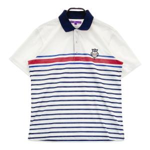ビームスゴルフ　半袖　ポロシャツ　L BEAMS ビームスゴルフ 半袖ポロシャツ ピンク×白 太ボーダー調