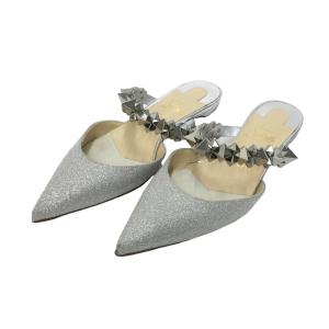 CHRISTIAN LOUBOUTIN クリスチャン ルブタン スタッズ グリッター サンダル シルバー系 37 1/2 レディース