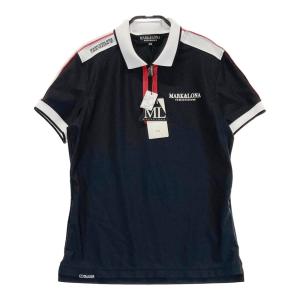 マークアンドロナ 長袖ポロシャツ グレー×ピンク 裏微起毛 ストレッチ  