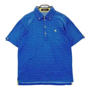 LECOQ GOLF ルコックゴルフ 半袖ポロシャツ　ボタンダウン 総柄 ブルー系 L ゴルフウェア メンズ