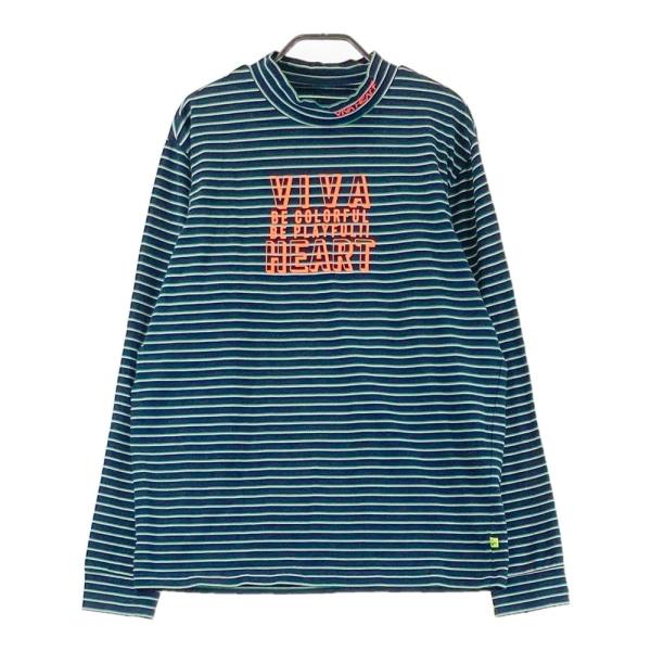 VIVA HEART ビバハート  ハイネック 長袖Tシャツ ボーダー柄 ネイビー系 50 ゴルフウ...