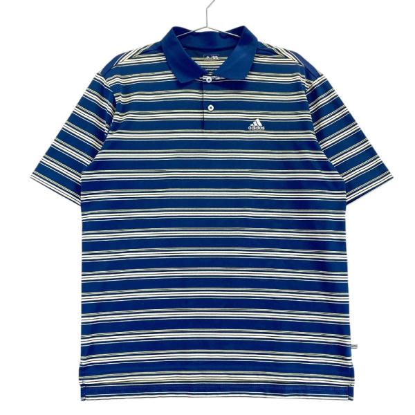 ADIDAS GOLF アディダスゴルフ P17196 半袖ポロシャツ ボーダー柄 ネイビー系 M ...