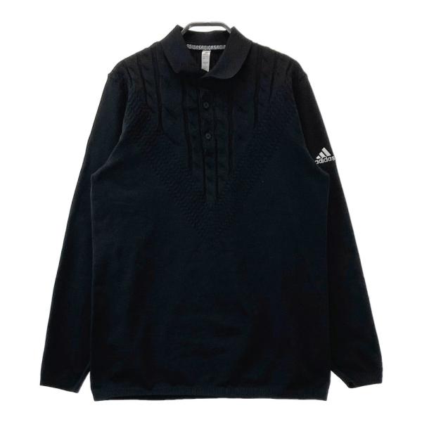 ADIDAS GOLF アディダスゴルフ  長袖 ニットポロシャツ  ブラック系 L ゴルフウェア ...