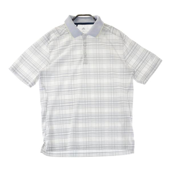 ADIDAS GOLF アディダスゴルフ PRIMEGREEN 半袖ポロシャツ チェック柄 ホワイト...