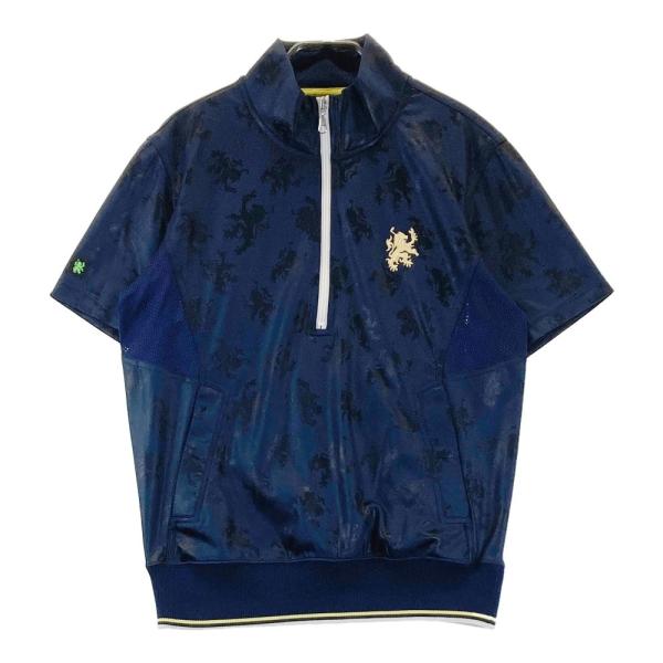 VIVA HEART ビバハート  ハーフジップ 半袖ブルゾン 総柄 ネイビー系 48 ゴルフウェア...