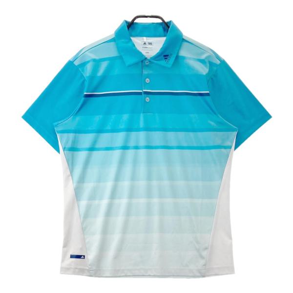 ADIDAS GOLF アディダスゴルフ Z85514 半袖ポロシャツ ボーダー柄 ブルー系 O ゴ...