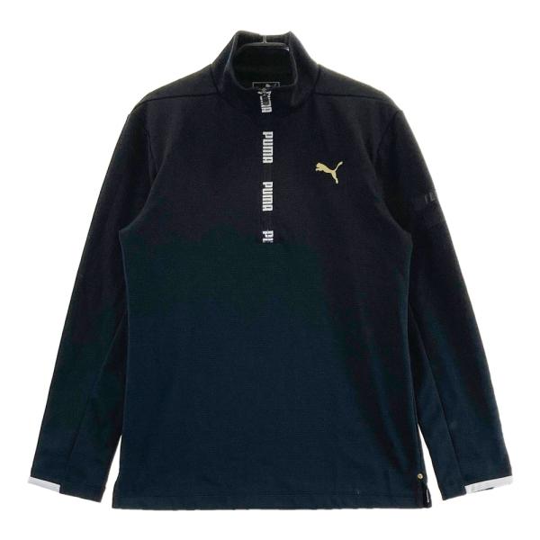 PUMA GOLF プーマゴルフ  ハーフジップ 長袖Tシャツ ボーダー柄 ブラック系 S ゴルフウ...