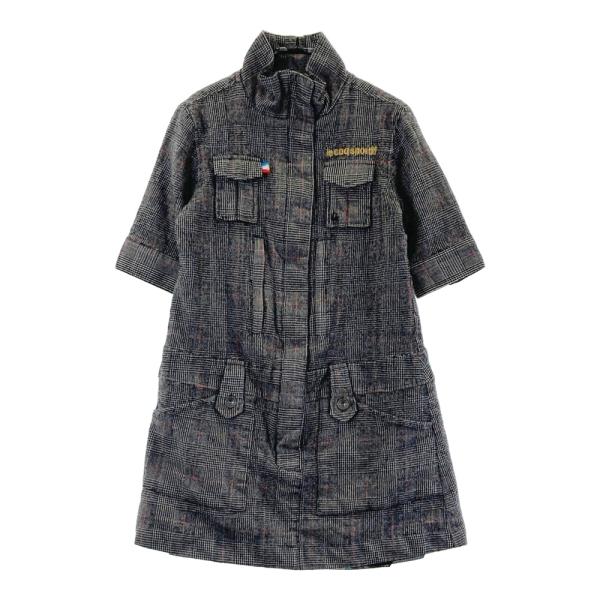 LE COQ GOLF ルコックゴルフ  ウール混 ハーフジップ 半袖 ワンピース グレンチェック柄...