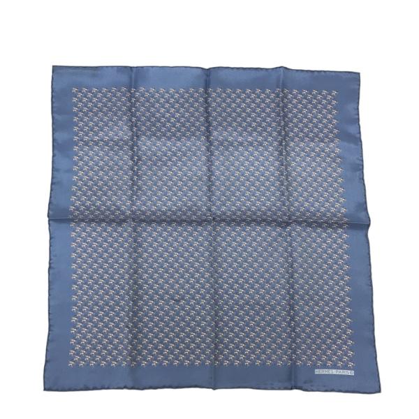 HERMES エルメス  プチカレ シルク スカーフ 馬 騎手 ブルー系  レディース