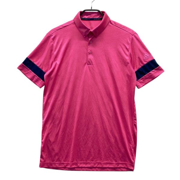 ADIDAS GOLF アディダスゴルフ FJ3838 半袖ポロシャツ ボタンダウン 総柄 ピンク系...
