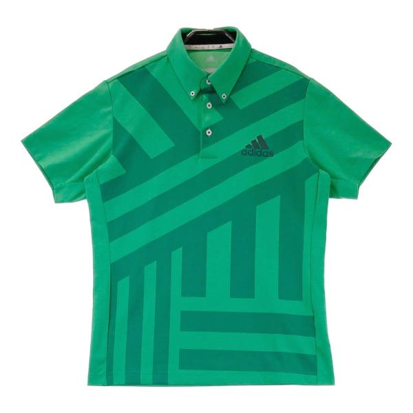 ADIDAS GOLF アディダスゴルフ CV8830 半袖ポロシャツ ボタンダウン 総柄 グリーン...