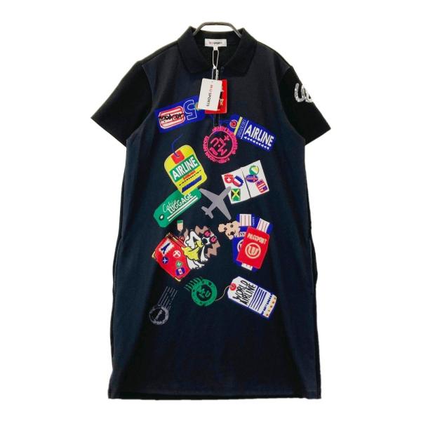 【新品】M.U SPORTS エムユースポーツ  ハーフジップ 半袖ポロワンピース  ブラック系 4...