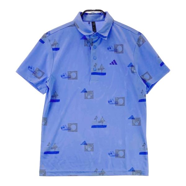 ADIDAS GOLF アディダスゴルフ AD4001 半袖ポロシャツ 総柄 ブルー系 S ゴルフウ...