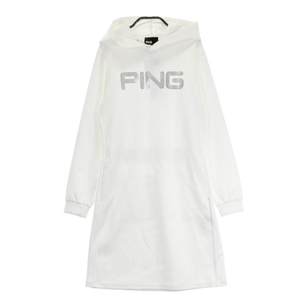 【新品】PING ピン  フード付 長袖ワンピース  ホワイト系 S ゴルフウェア レディース