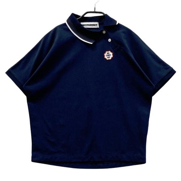 DECEMBERMAY ディセンバーメイ  変形襟 半袖ポロシャツ  ネイビー系 M ゴルフウェア ...