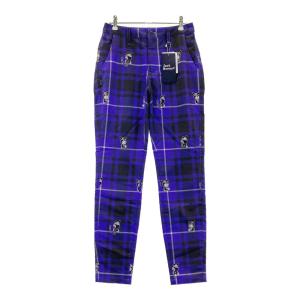 【新品】JACK BUNNY ジャックバニー ×ドラえもん ストレッチパンツ チェック柄 パープル系 2 ゴルフウェア レディース