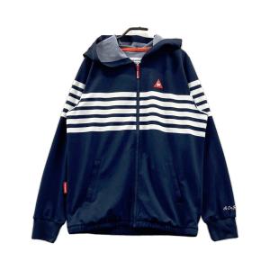 LE COQ GOLF ルコックゴルフ フード付 ジップジャケット ボーダー柄 ネイビー系 L ゴルフウェア レディース