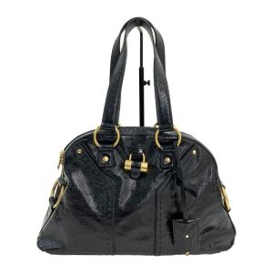 Yves Saint Laurent rive gauche イヴサンリヴゴーシ 156465-214397 パテントレザー ミューズバッグ ブラック系