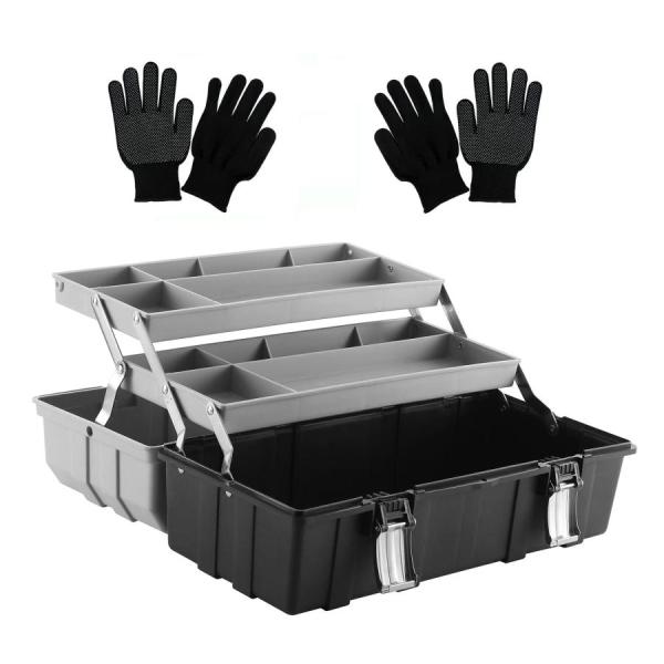 ツールボックス 工具箱 具収納ケース 収納ボックス 大容量 大型 取っ手付き 3段式 小物収納ケース...