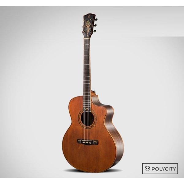 ギター アコースティックギター 表面単板 クルミ 38°50コンフォートアングル カメ柄 木材は恒温...
