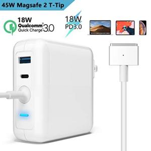 Rytaki Macbook Air 電源アダプタ(3ポート/45W Macbook Air 電源アダプタ18W QC3.0 USB-A18W PD USB-C 急速充電器)【PD 3.0/Quick Charge