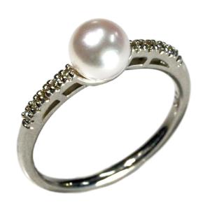 パールリング 真珠の指輪 あこや本真珠 アコヤパール 6.0mm ダイヤモンド リング 10金 K10 ピンク PG イエロー YG ホワイト WG レディース 指輪 6月誕生石｜studio-bonheur-y