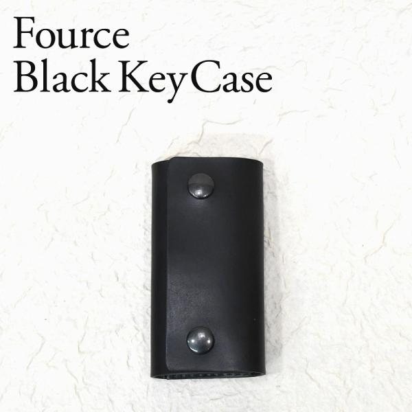 名入れ 刻印付き ヌメ革 ４連キーケース マットブラック 艶消し黒 プレゼント スリム プレゼント ...