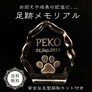 足跡メモリアル  クリスタル   ガラスブロック  ペットメモリアル｜studio-iroha