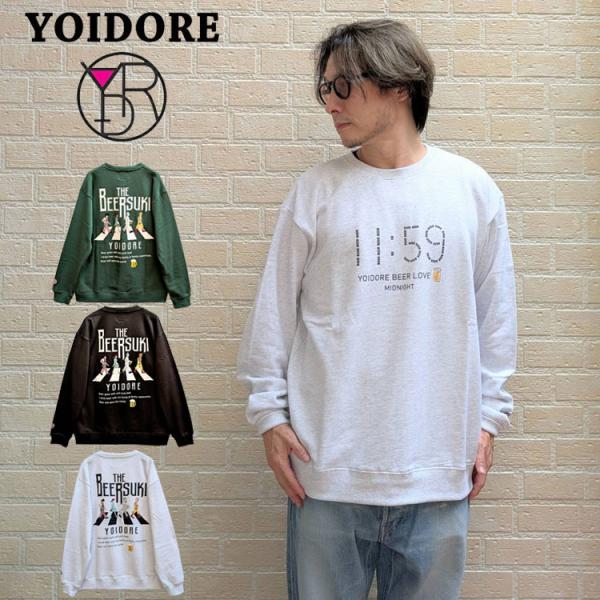 よいどれ クルーネック スウェット バックグラフィック 刺繍 ややゆったりめ 裏毛生地 スウェット ...