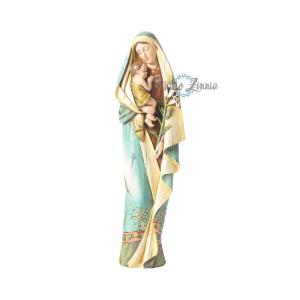ユリを手に幼子イエスを抱く聖母マリア像 全高30cm アンティーク調 西洋インテリア