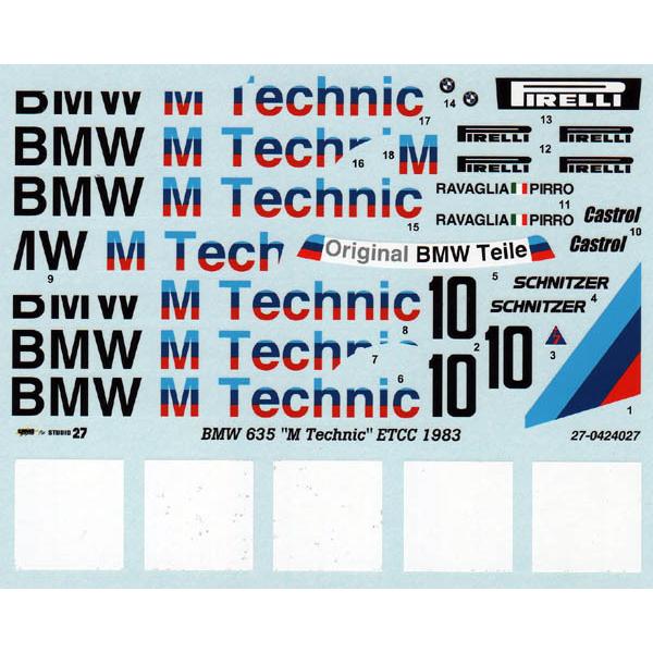 【STUDIO27】1/24 BMW635M Technic&apos;83 デカール