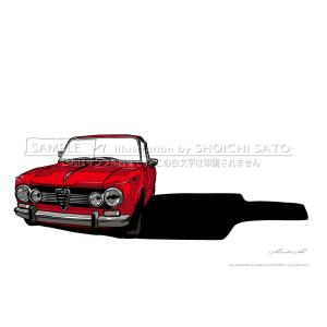 アルファロメオ ジュリアスプリントGTA(線画）」 イラストポスター