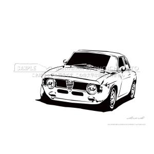 アルファロメオ ジュリアスーパー（レッド）」 イラストポスター